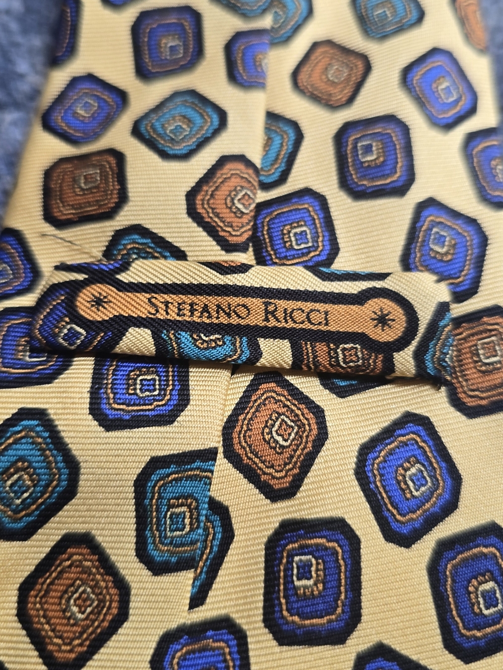 Stefano Ricci Men’s Yellow Geometric 100% Silk Tie
